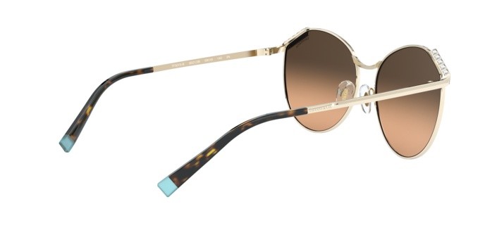 Sonnenbrillen Tiffany TF 3073B (60213B) farbe pale gold form rund gläser brown gradient silver mirror