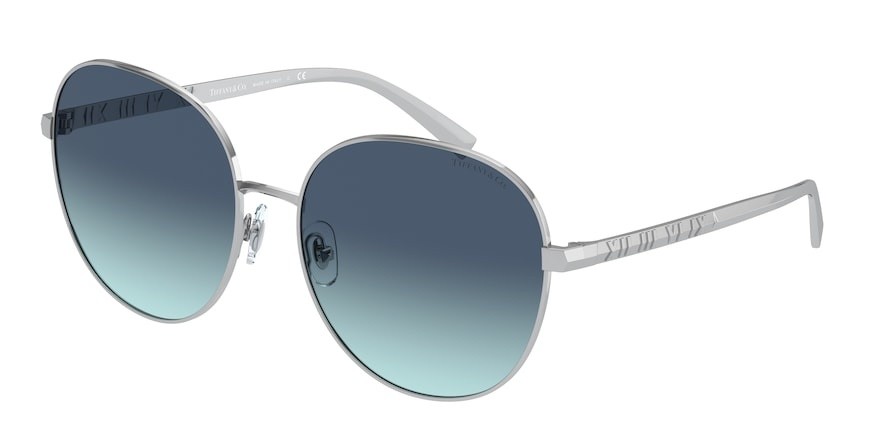 Sonnenbrillen Tiffany TF 3079 (60019S) farbe silver form rund gläser azure gradient blue
