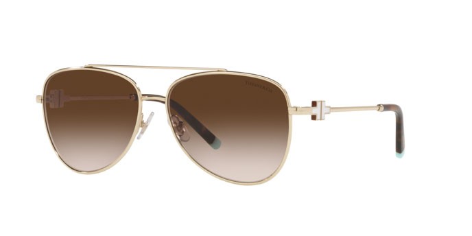 Sonnenbrillen Tiffany TF 3080 (60213B) farbe pale gold form aviator gläser gradient brown