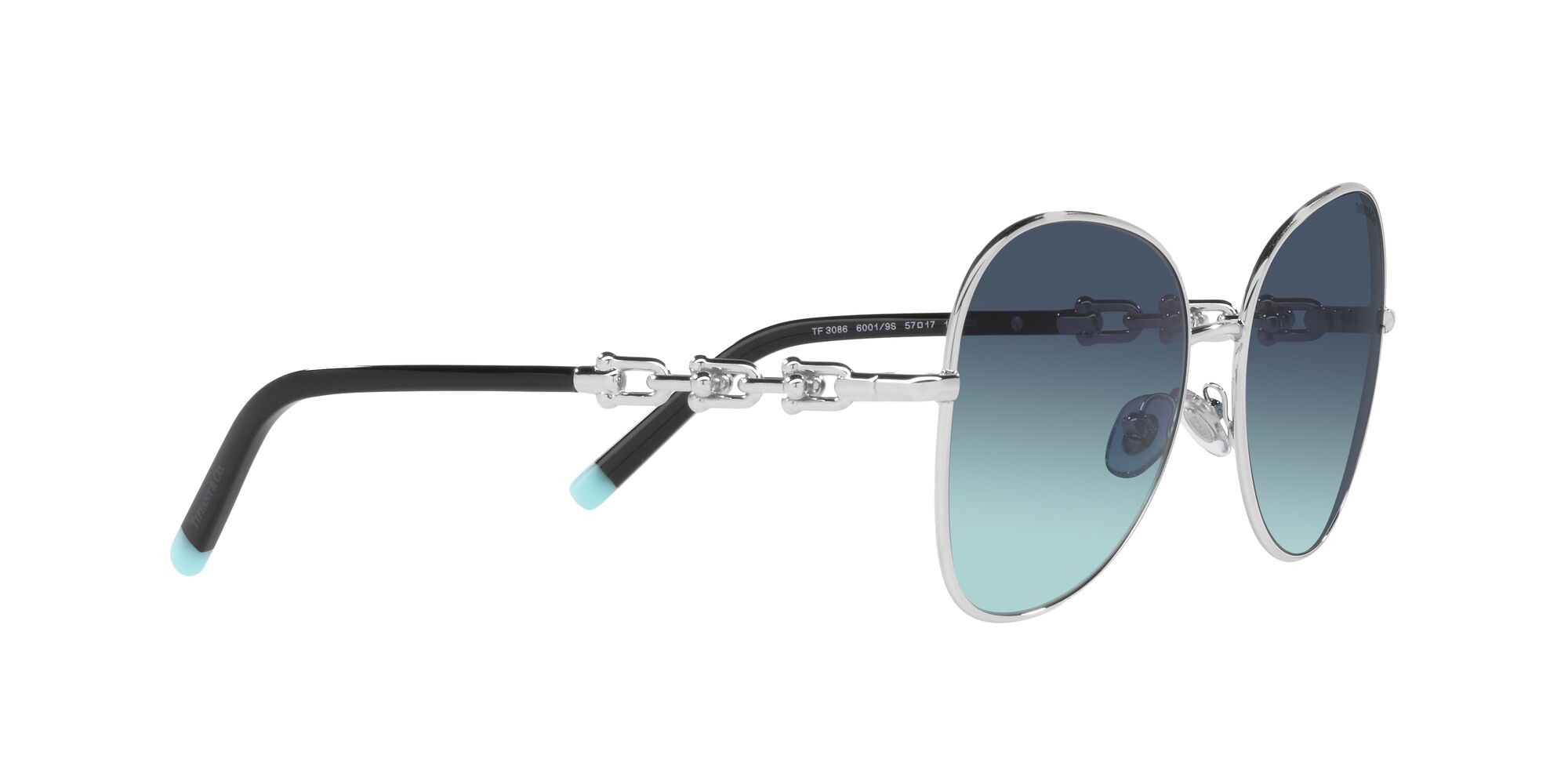 Sonnenbrillen Tiffany TF 3086 (60019S) farbe argento form aviator gläser azzurro sfumato blu