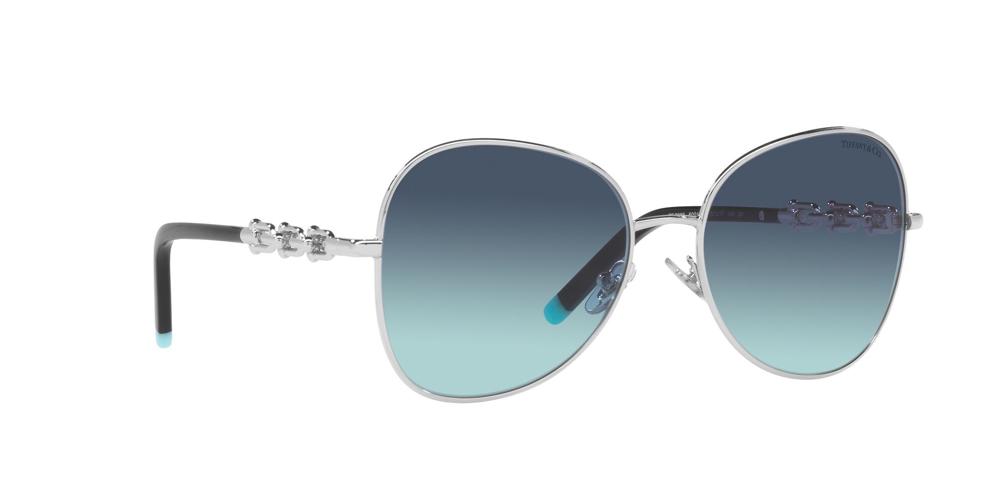 Sonnenbrillen Tiffany TF 3086 (60019S) farbe argento form aviator gläser azzurro sfumato blu