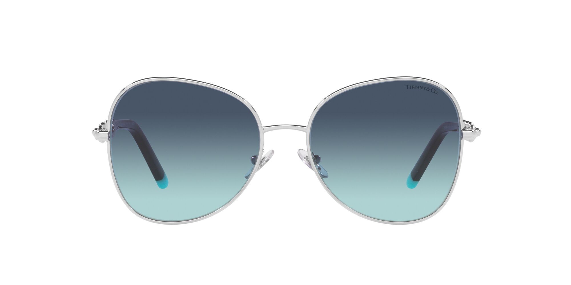 Sonnenbrillen Tiffany TF 3086 (60019S) farbe argento form aviator gläser azzurro sfumato blu