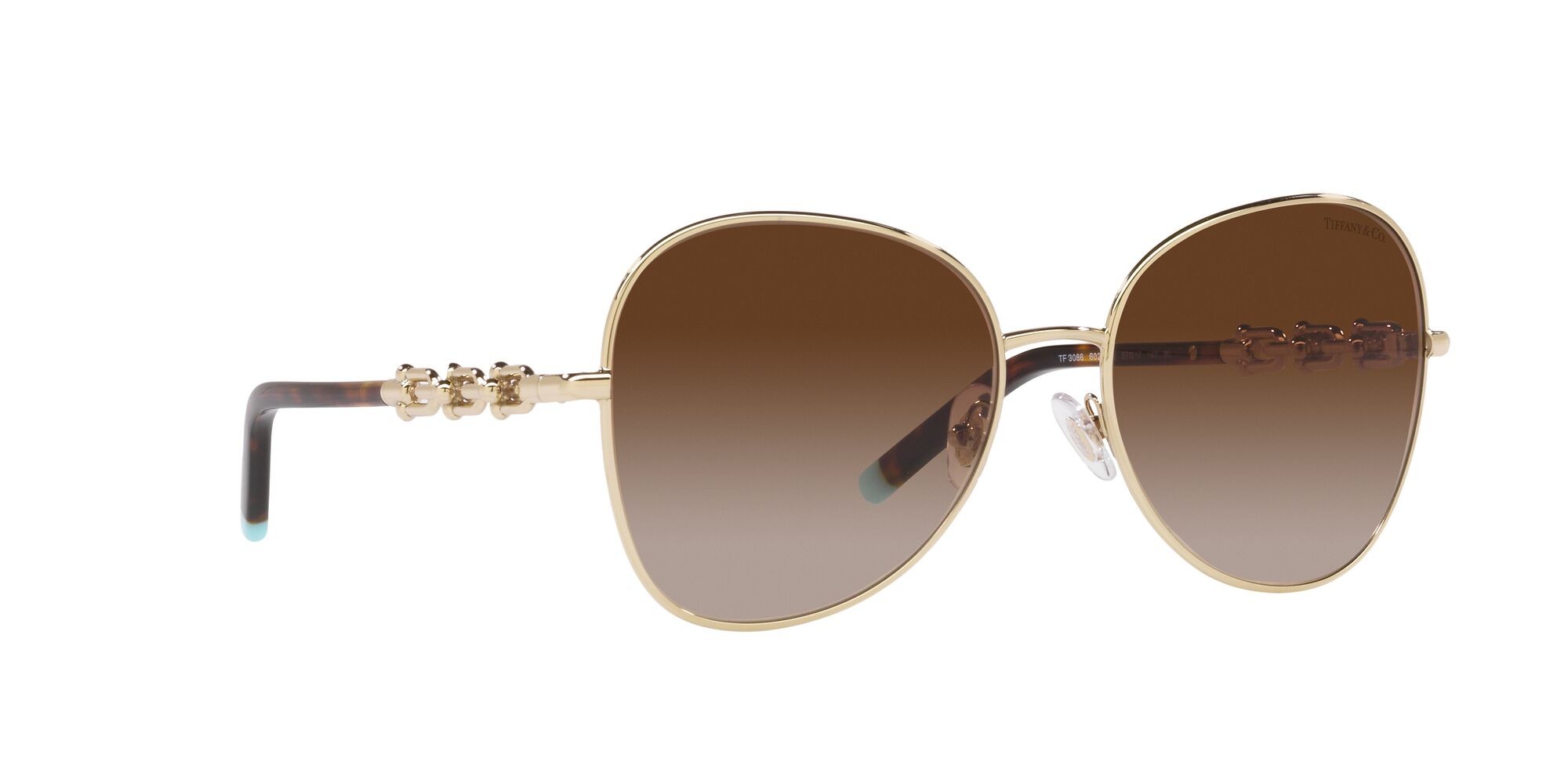 Sonnenbrillen Tiffany TF 3086 (60213B) farbe oro pallido form aviator gläser marrone sfumato