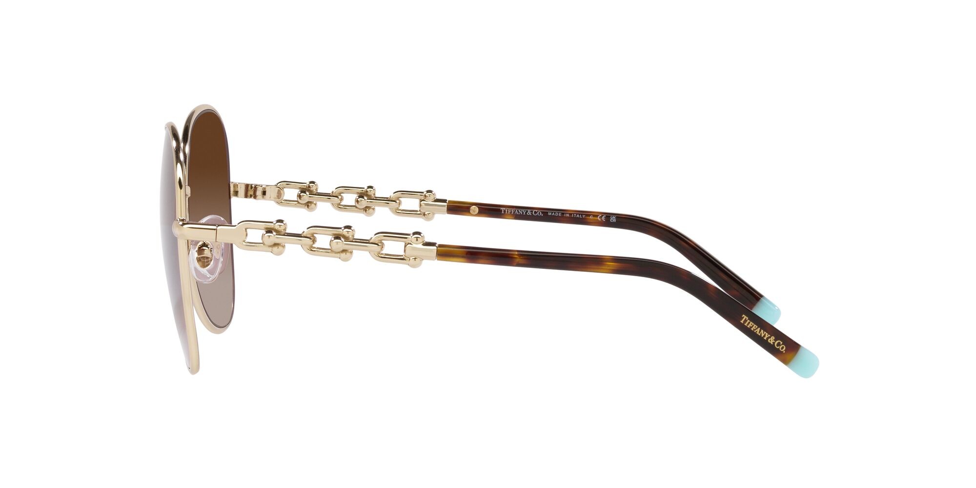 Sonnenbrillen Tiffany TF 3086 (60213B) farbe oro pallido form aviator gläser marrone sfumato