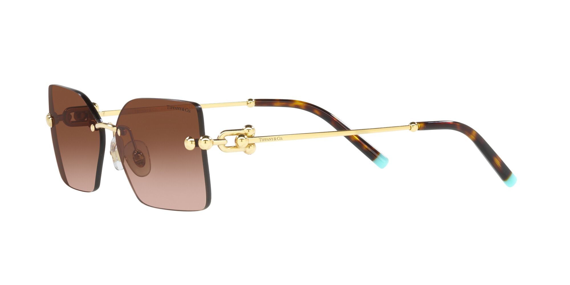 Sonnenbrillen Tiffany TF 3088 (61773B) farbe oro pallido form rechteckig gläser marrone sfumato