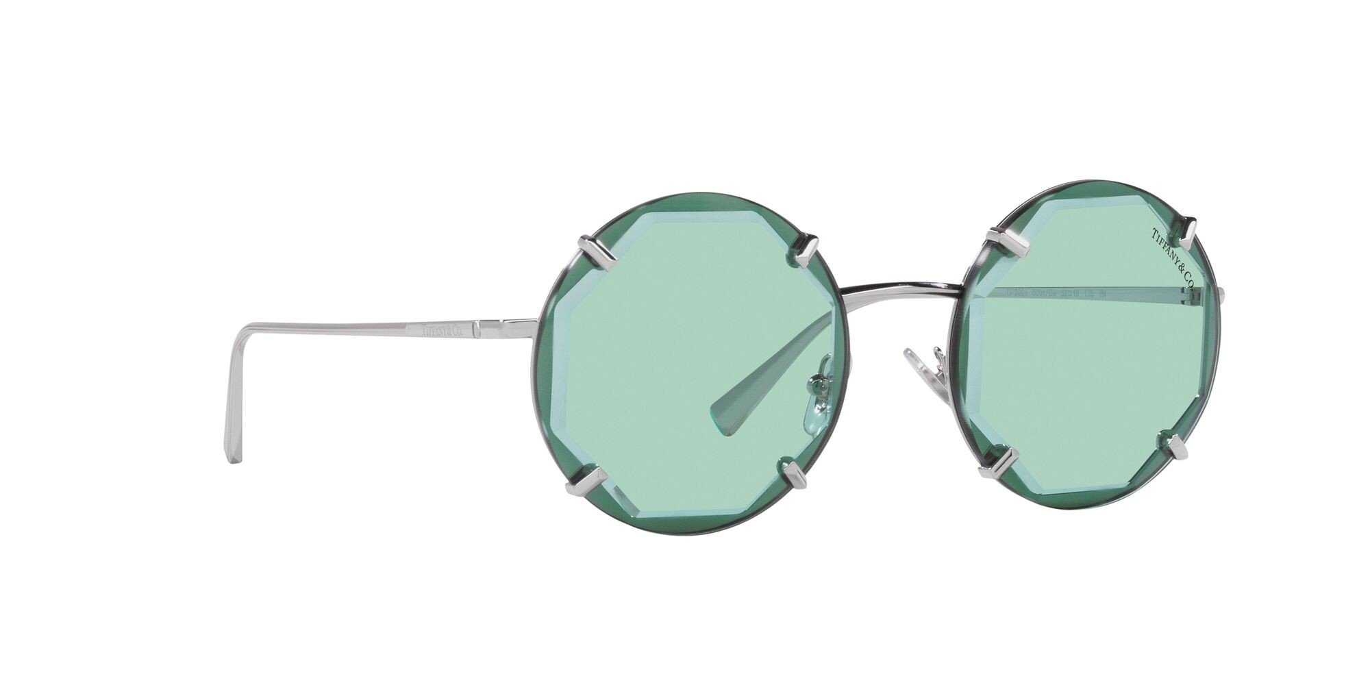 Occhiali da sole Tiffany TF 3091 (6001D9) colore argento forma rotondo lenti azzurro chiaro