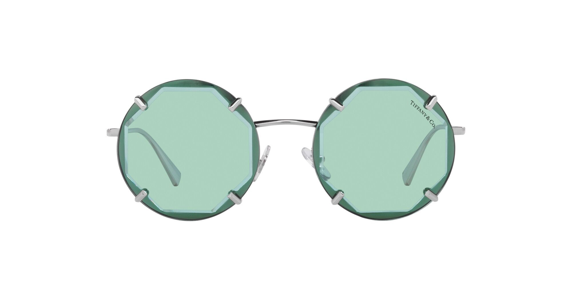 Occhiali da sole Tiffany TF 3091 (6001D9) colore argento forma rotondo lenti azzurro chiaro