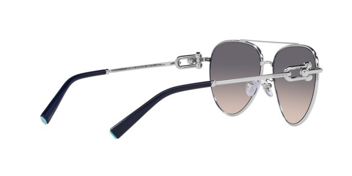 Sonnenbrillen Tiffany TF 3092 (6175V6) farbe argento form aviator gläser trasparente sfumato blu specchiato argento