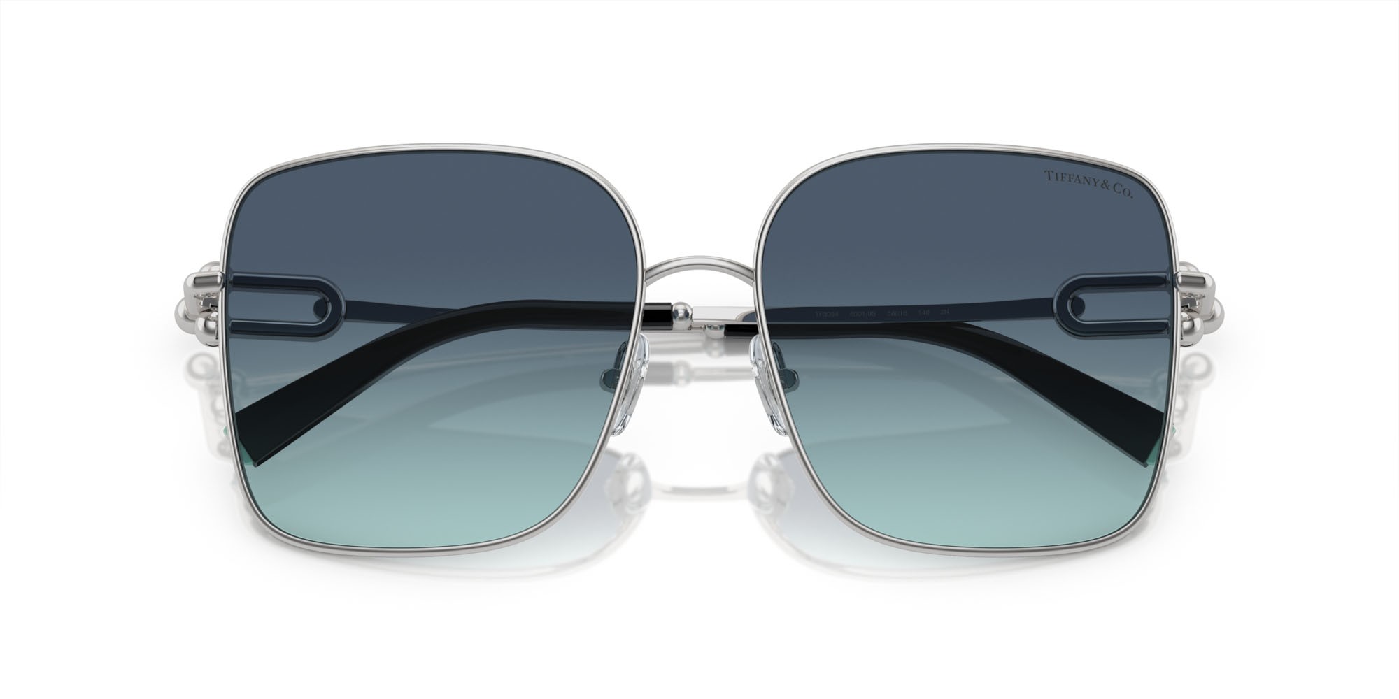 Sonnenbrillen Tiffany TF 3094 (60019S) farbe argento form quadratisch gläser azzurro sfumato blu