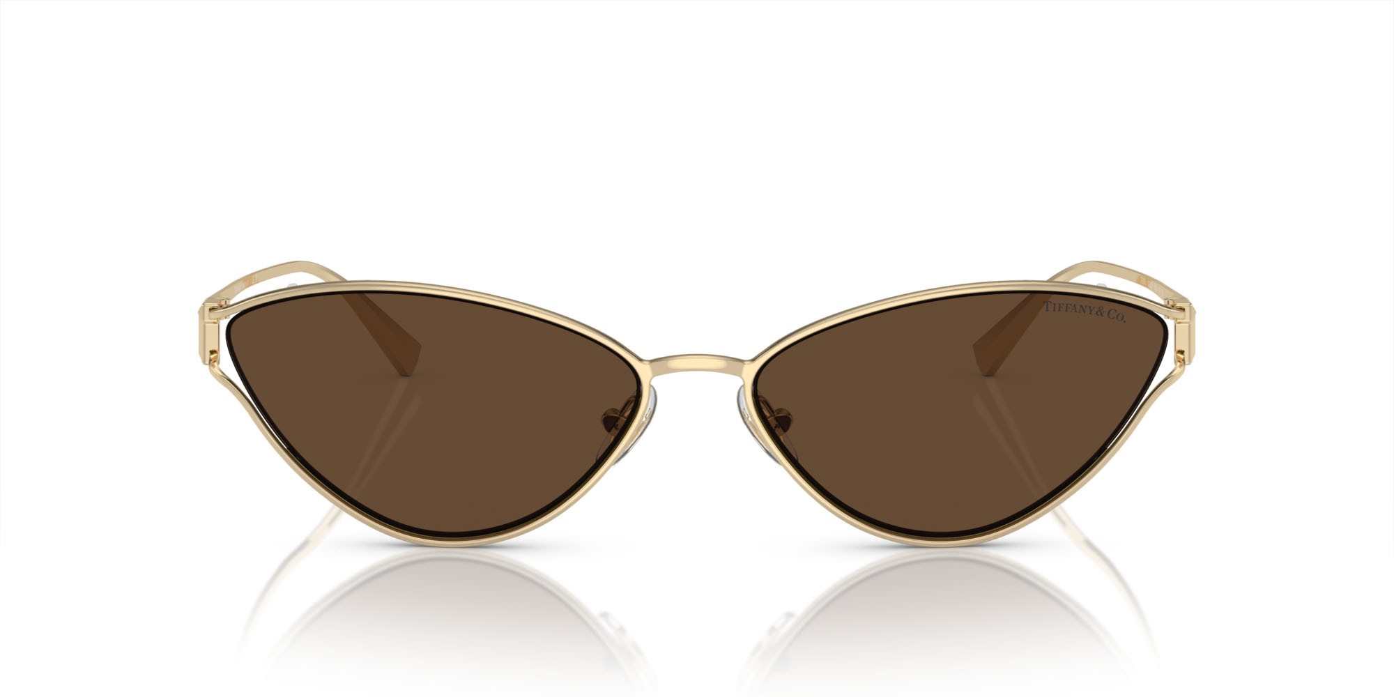 Occhiali da sole Tiffany TF 3095 (61933G) colore oro pallido forma cat eye lenti marrone chiaro