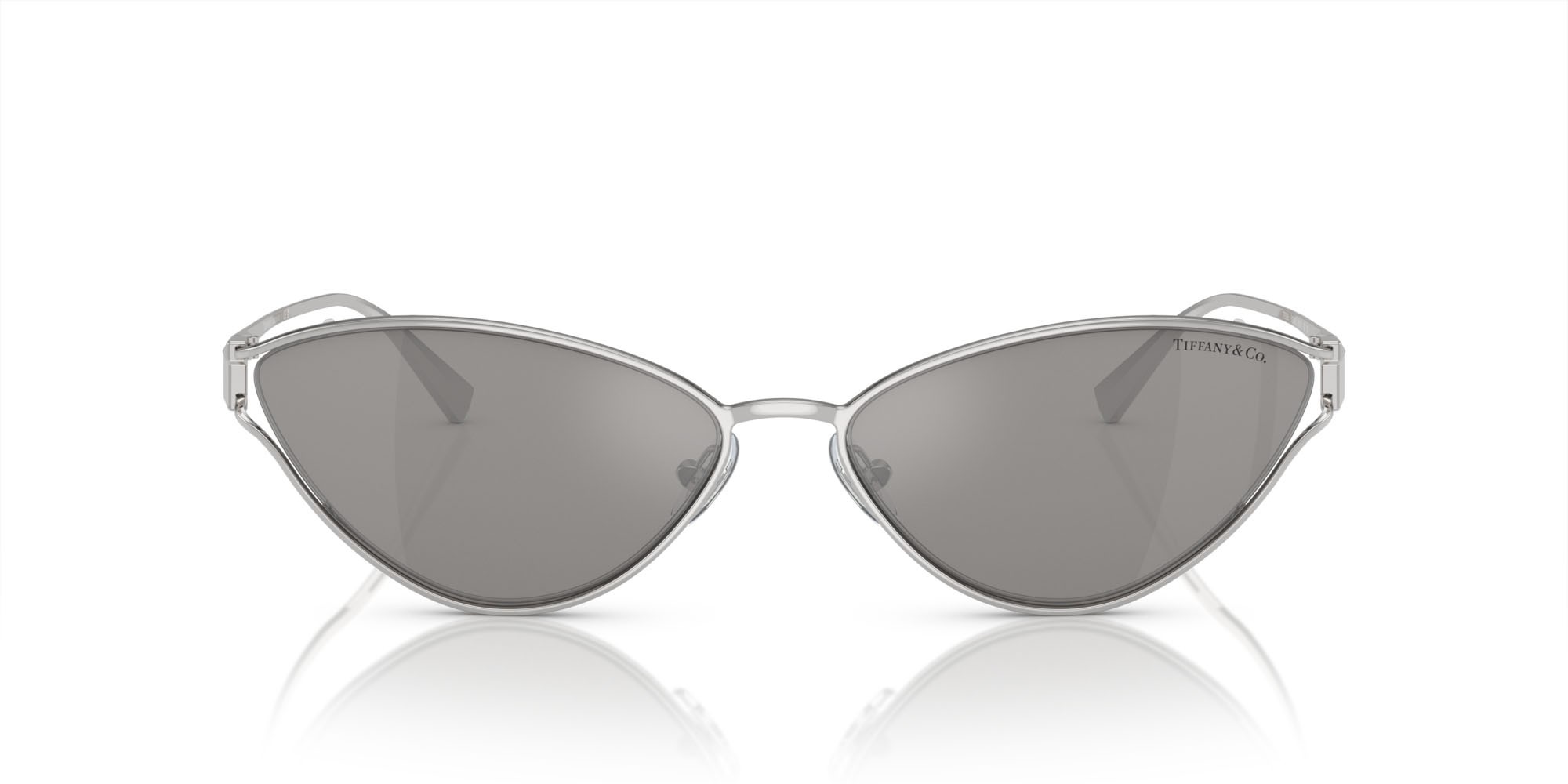 Occhiali da sole Tiffany TF 3095 (61956G) colore argento forma cat eye lenti grigio chiaro specchiato argento