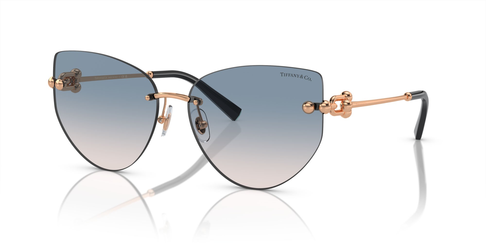 Sonnenbrillen Tiffany TF 3096 (610516) farbe rubedo form schmetterling gläser marrone chiaro sfumato blu