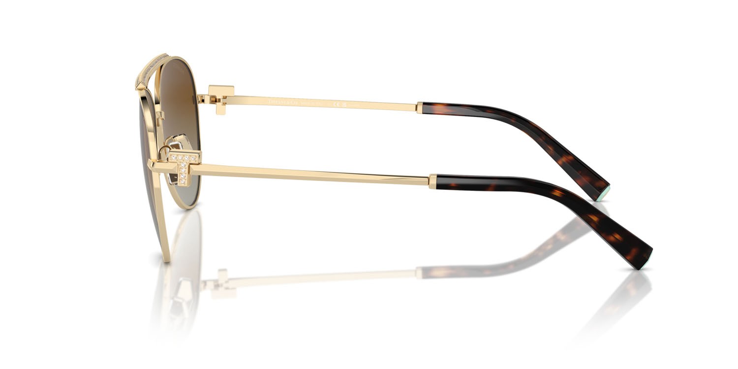 Sunglasses Tiffany TF 3101B (6208T5) color oro pallido shape aviator lenses polarized marrone sfumata
