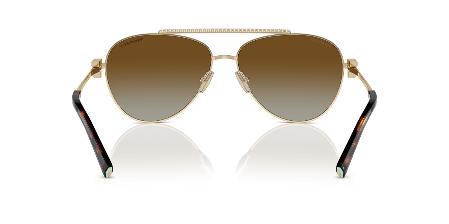 Sunglasses Tiffany TF 3101B (6208T5) color oro pallido shape aviator lenses polarized marrone sfumata