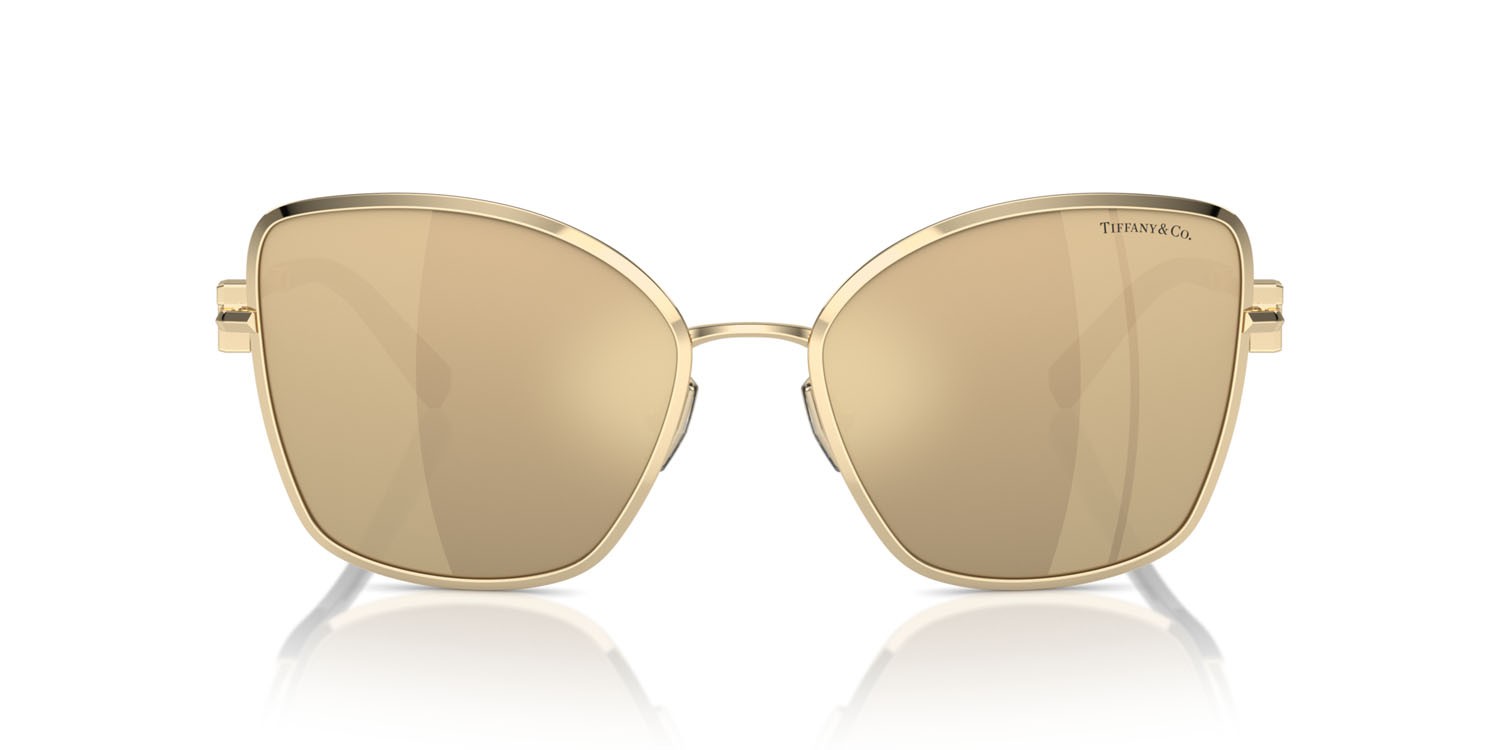Sonnenbrillen Tiffany TF 3102B (614903) farbe oro pallido form schmetterling gläser clear mirror real yellow gold