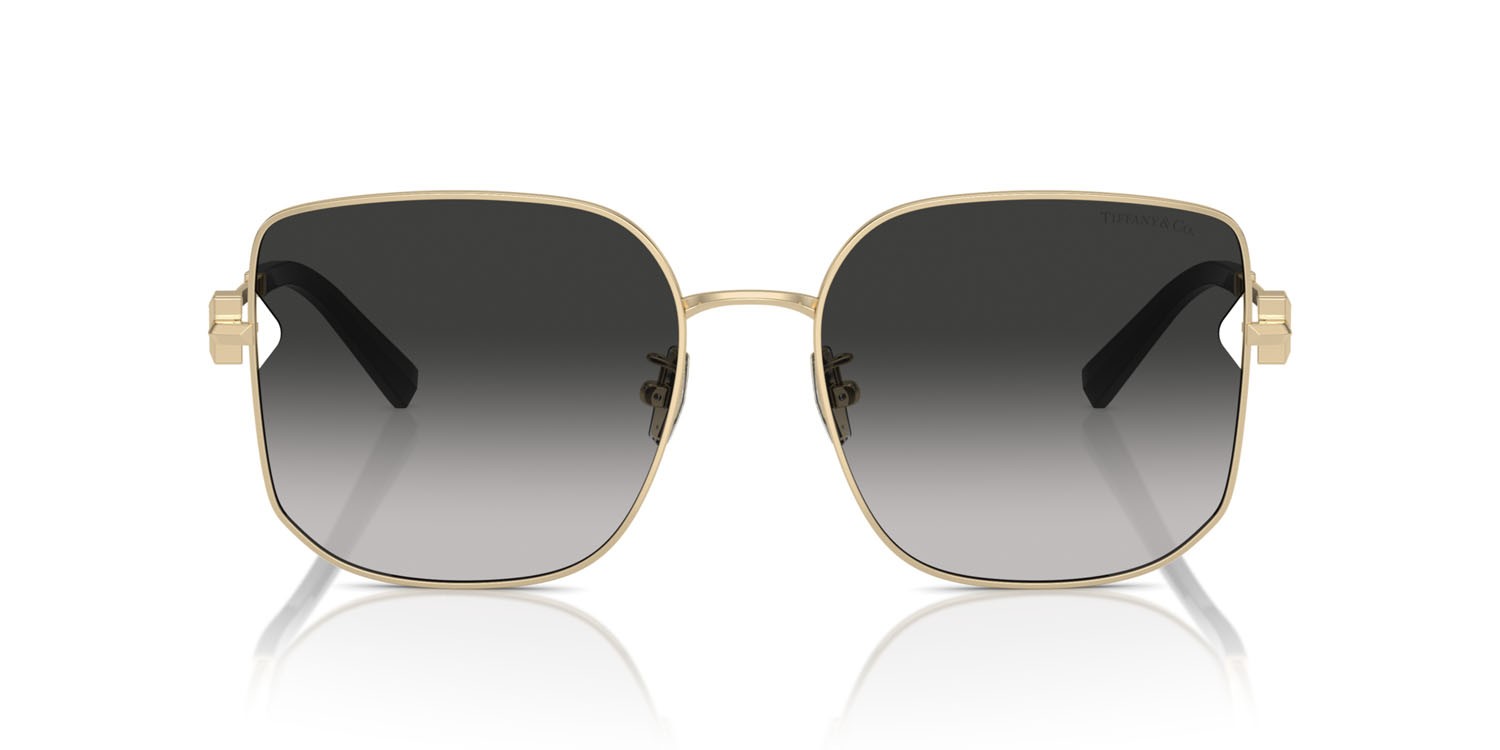 Sunglasses Tiffany TF 3105D (6021S4) color oro pallido shape square lenses sfumato grigio