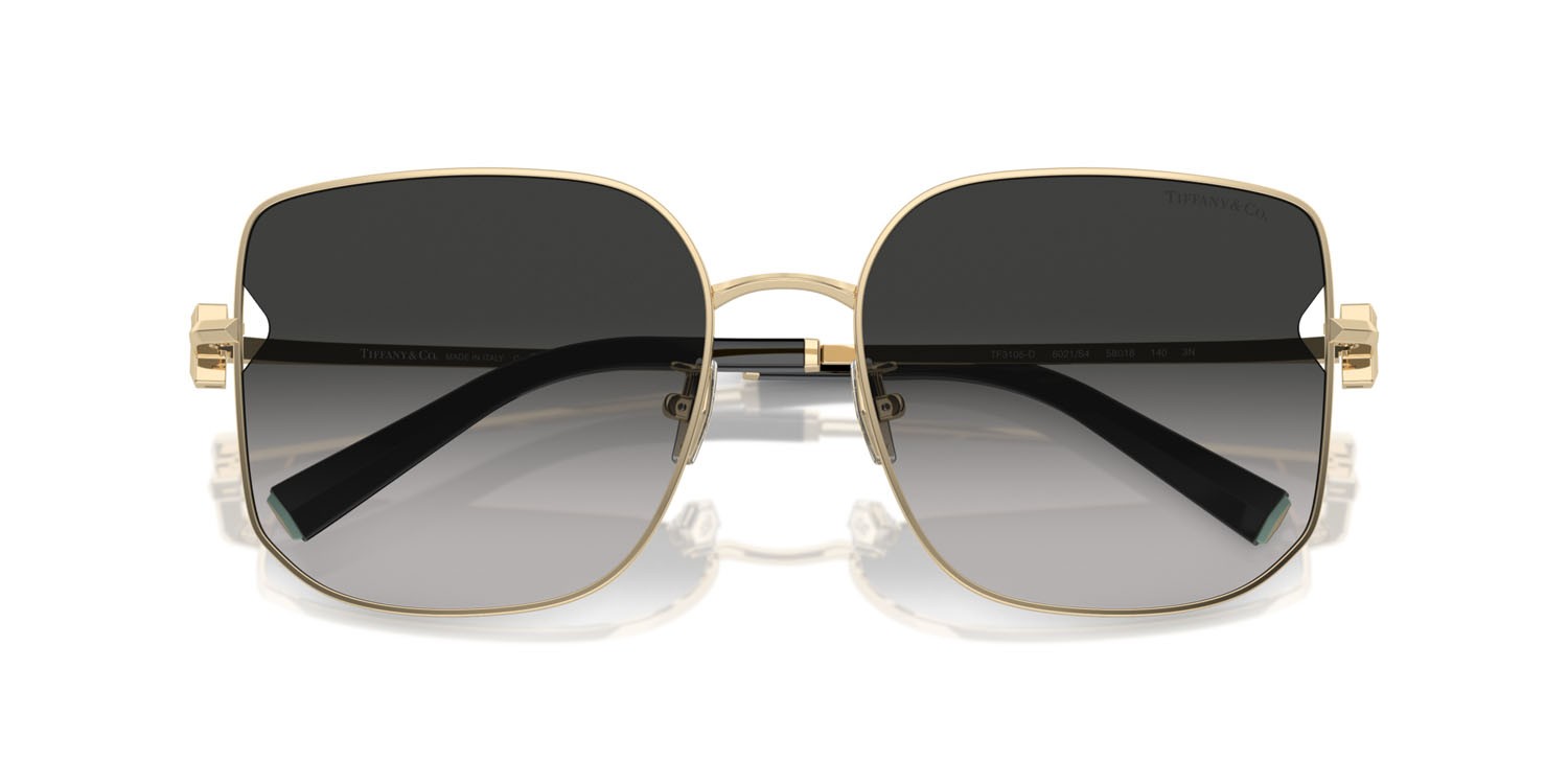 Sunglasses Tiffany TF 3105D (6021S4) color oro pallido shape square lenses sfumato grigio