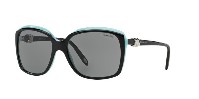 Sunglasses Tiffany TF 4076 (80553F) color top black/blue shape square lenses gray