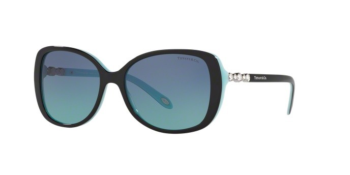 Sunglasses Tiffany TF 4121B (80559S) color black/blue shape rectangle lenses blue gradient