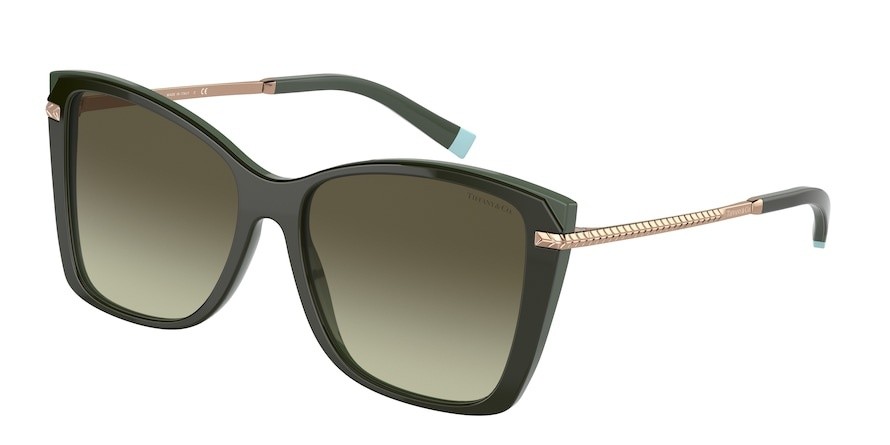 Sonnenbrillen Tiffany TF 4180 (83303M) farbe green on dark green form quadratisch gläser green gradient