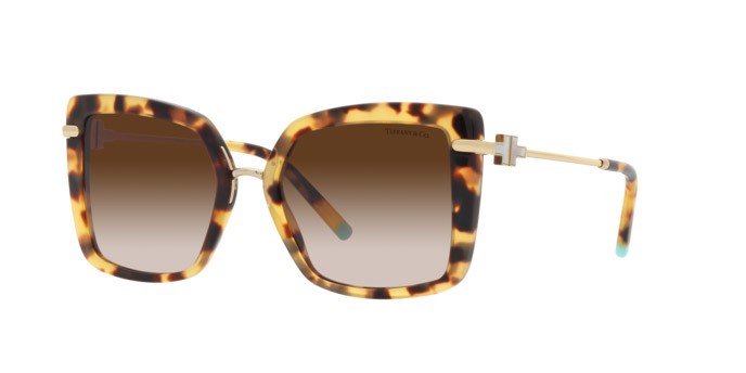 Sonnenbrillen Tiffany TF 4185 (80643B) farbe havana giallo form quadratisch gläser marrone sfumato