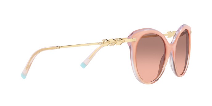 Occhiali da sole Tiffany TF 4189B (833413) colore milky pink gradient forma cat eye lenti pink gradient dark brown