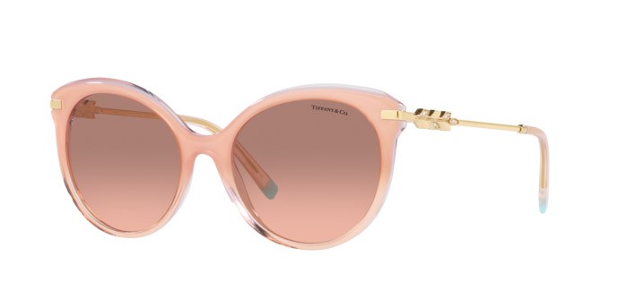 Occhiali da sole Tiffany TF 4189B (833413) colore milky pink gradient forma cat eye lenti pink gradient dark brown