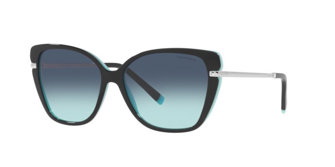 Sonnenbrillen Tiffany TF 4190 (80559S) farbe black on tiffany blue form cat-eye gläser azure gradient blue