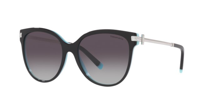 Sonnenbrillen Tiffany TF 4193B (80553C) farbe black on tiffany blue form quadratisch gläser grey gradient