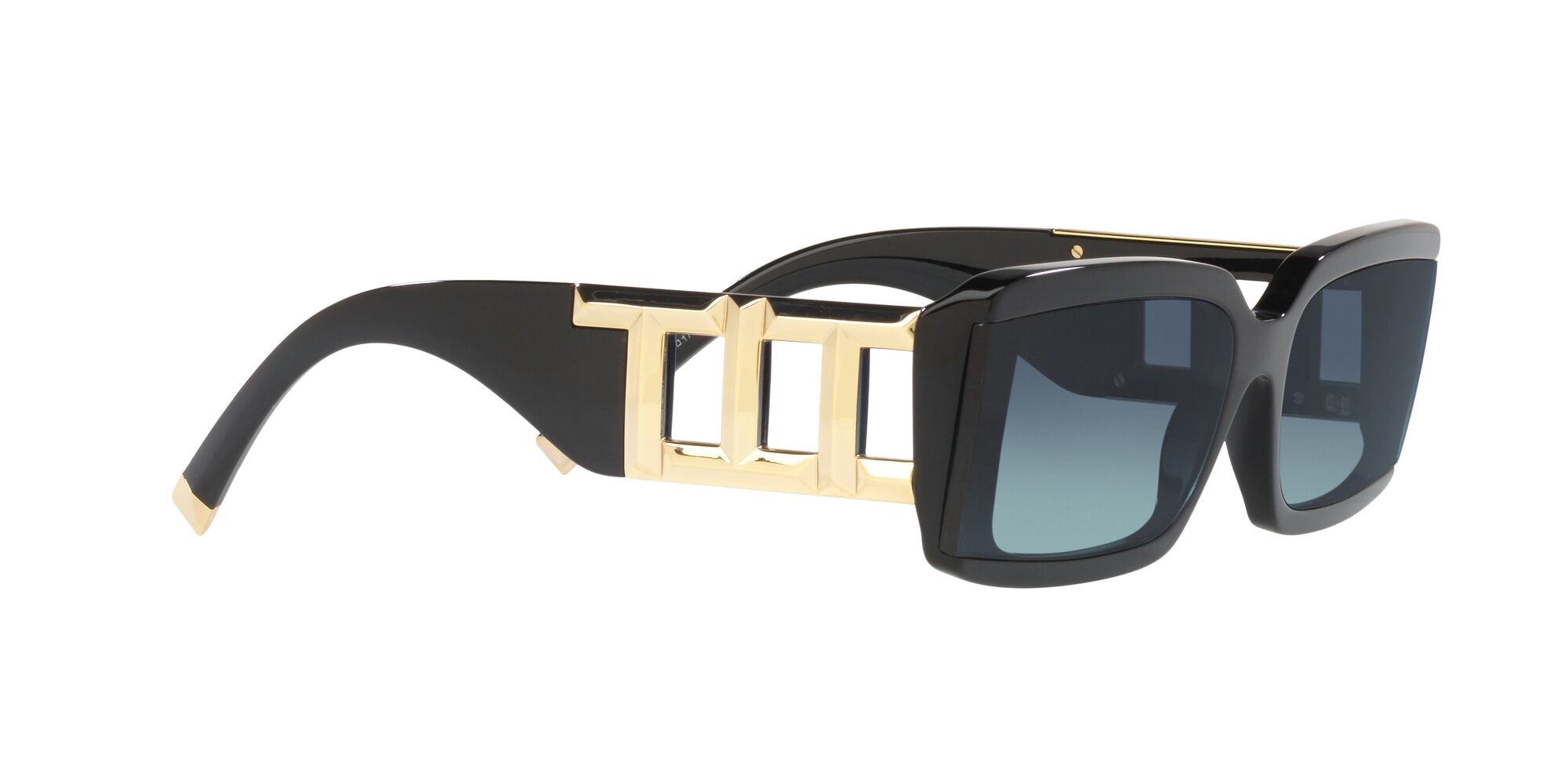Occhiali da sole Tiffany TF 4197 (80019S) colore nero forma rettangolare lenti azzurro sfumato blu
