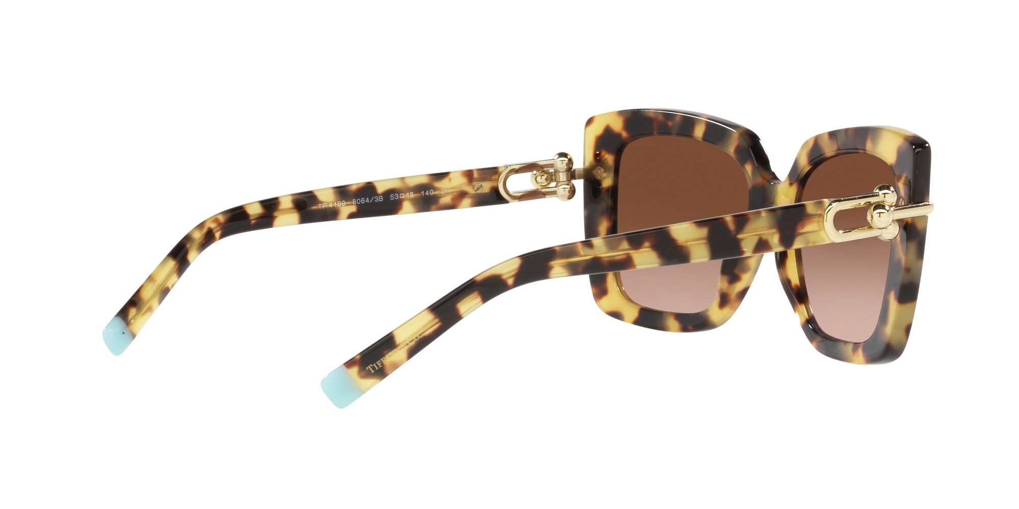 Sonnenbrillen Tiffany TF 4199 (80643B) farbe havana giallo form schmetterling gläser marrone sfumato