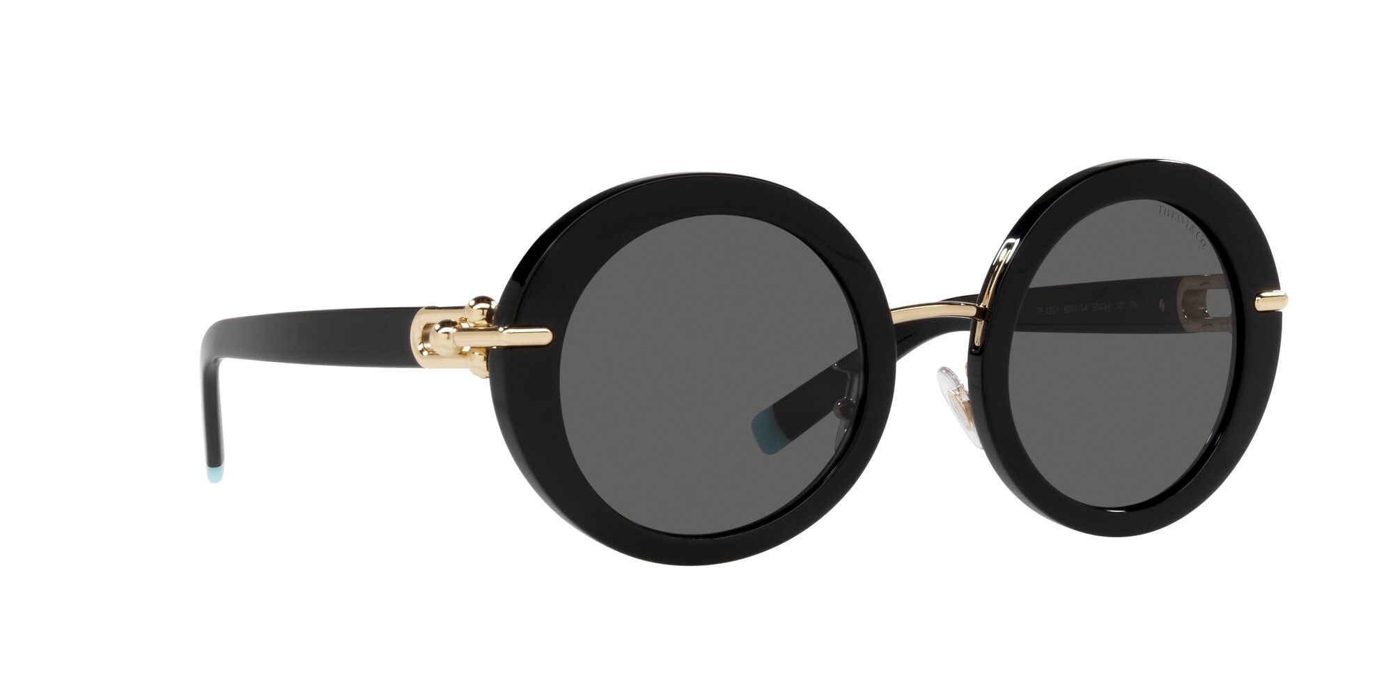 Sunglasses Tiffany TF 4201 (8001S4) color nero shape round lenses grigio scuro