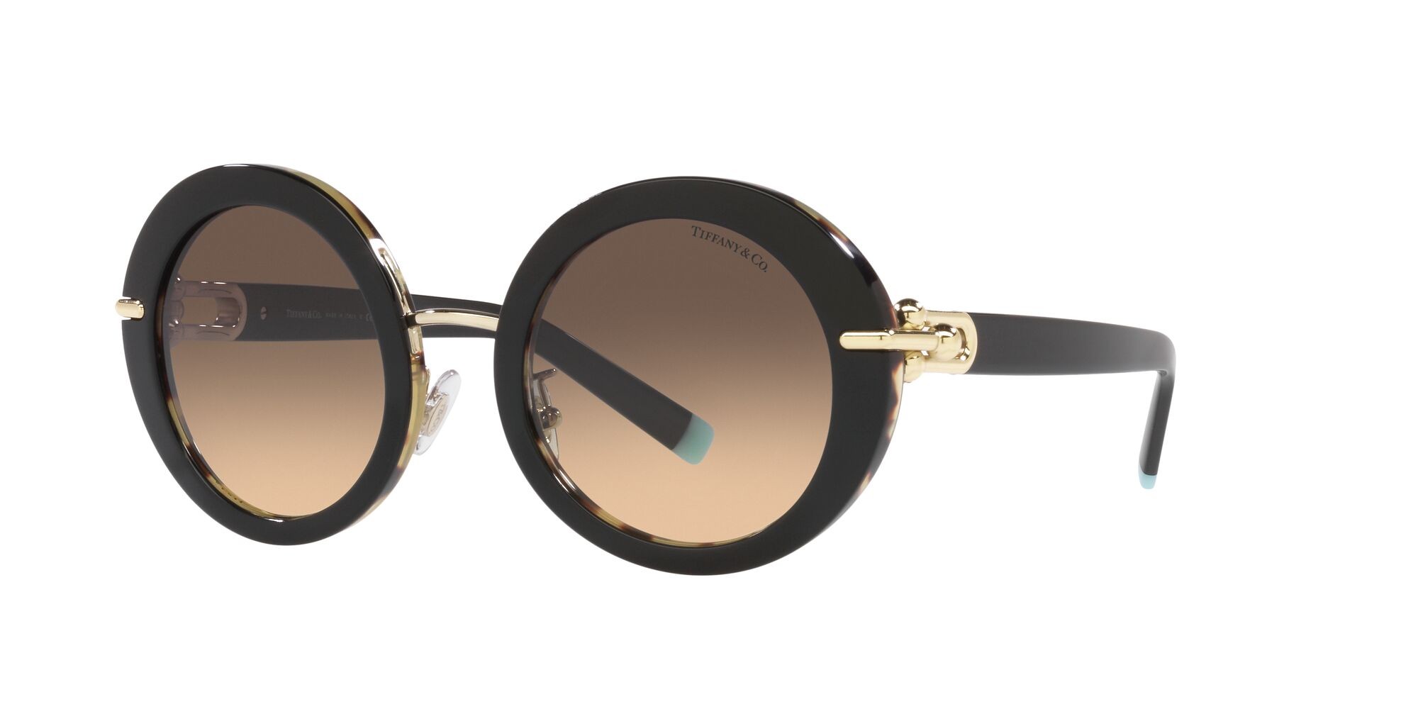 Sonnenbrillen Tiffany TF 4201 (82562Q) farbe black on yellow havana form rund gläser giallo chiaro sfumato grigio