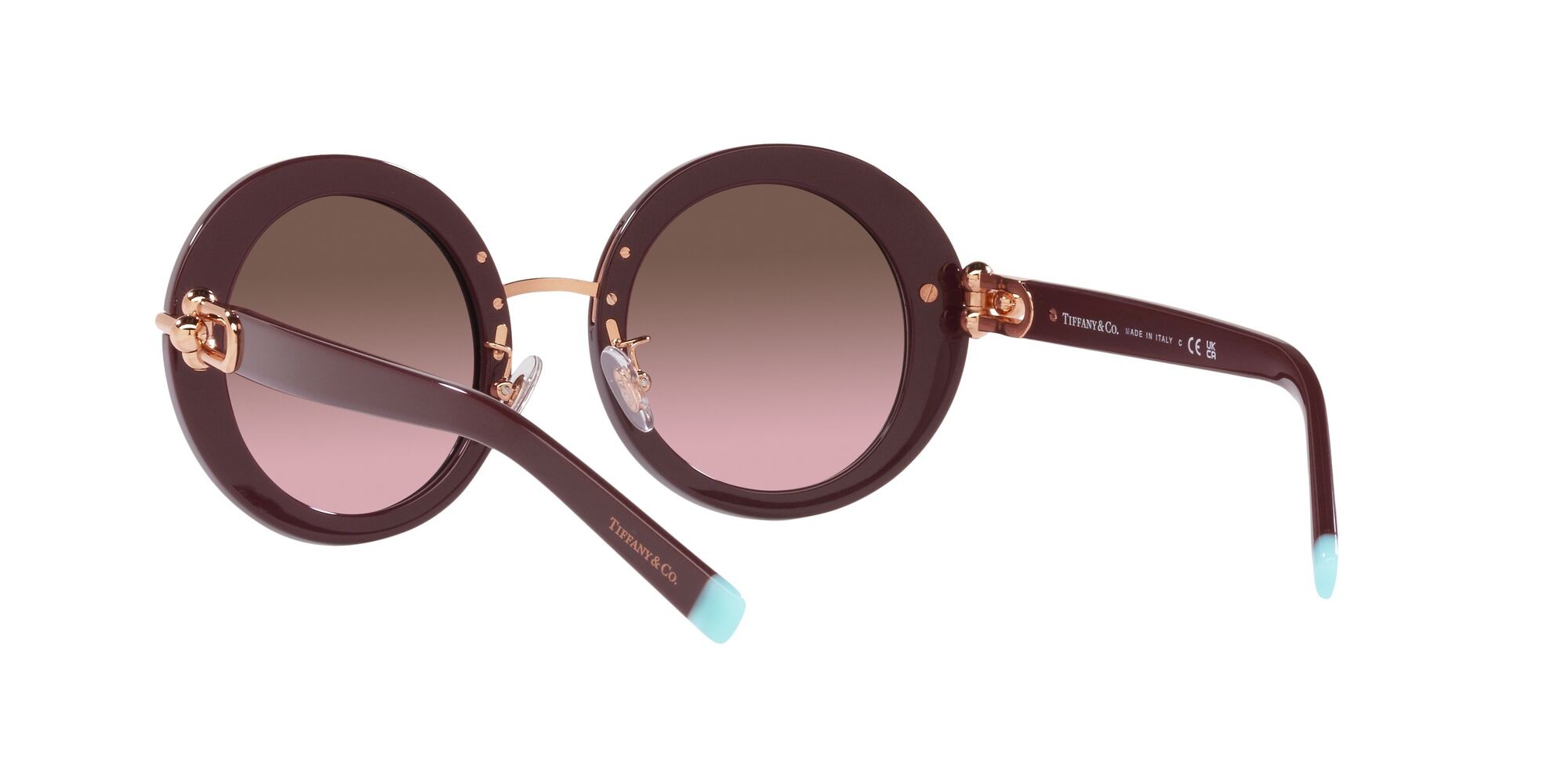Sonnenbrillen Tiffany TF 4201 (83549T) farbe borgogna tinta unita form rund gläser violetto sfumato marrone
