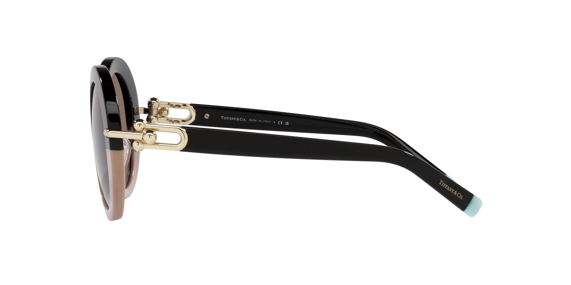 Sonnenbrillen Tiffany TF 4201 (83553G) farbe black nude form rund gläser marrone chiaro