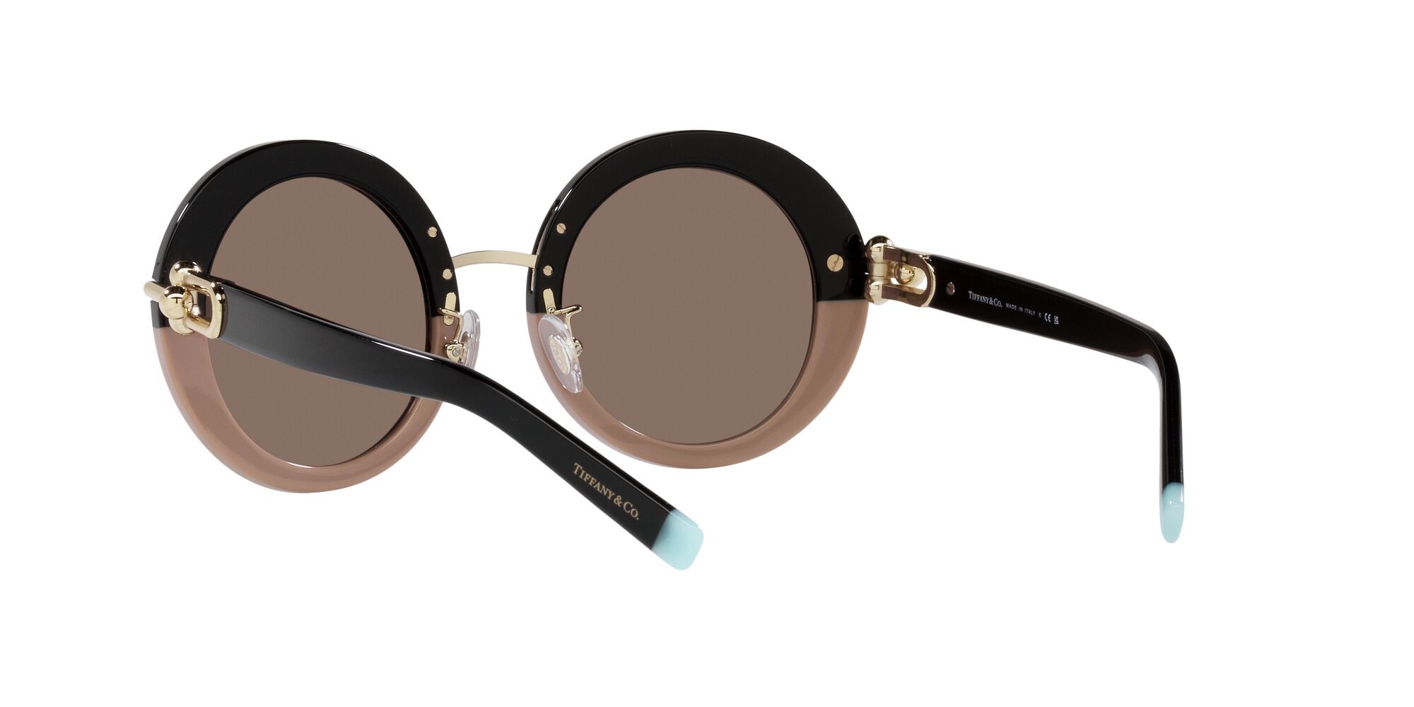 Sonnenbrillen Tiffany TF 4201 (83553G) farbe black nude form rund gläser marrone chiaro