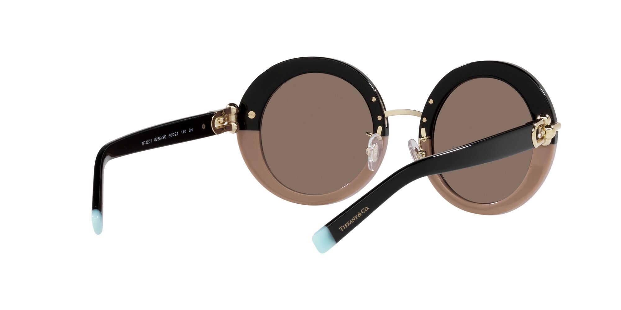 Sonnenbrillen Tiffany TF 4201 (83553G) farbe black nude form rund gläser marrone chiaro