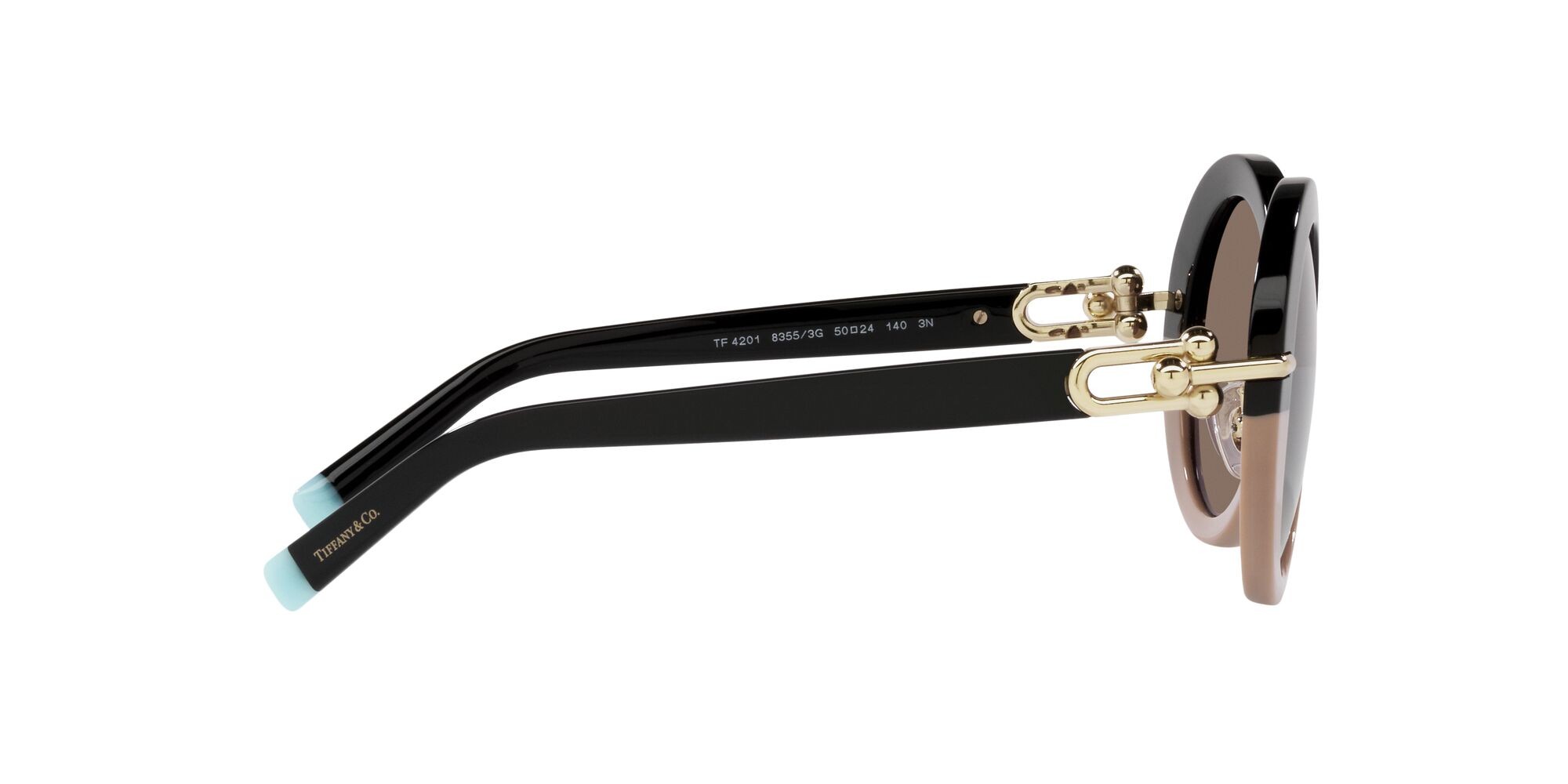 Sonnenbrillen Tiffany TF 4201 (83553G) farbe black nude form rund gläser marrone chiaro