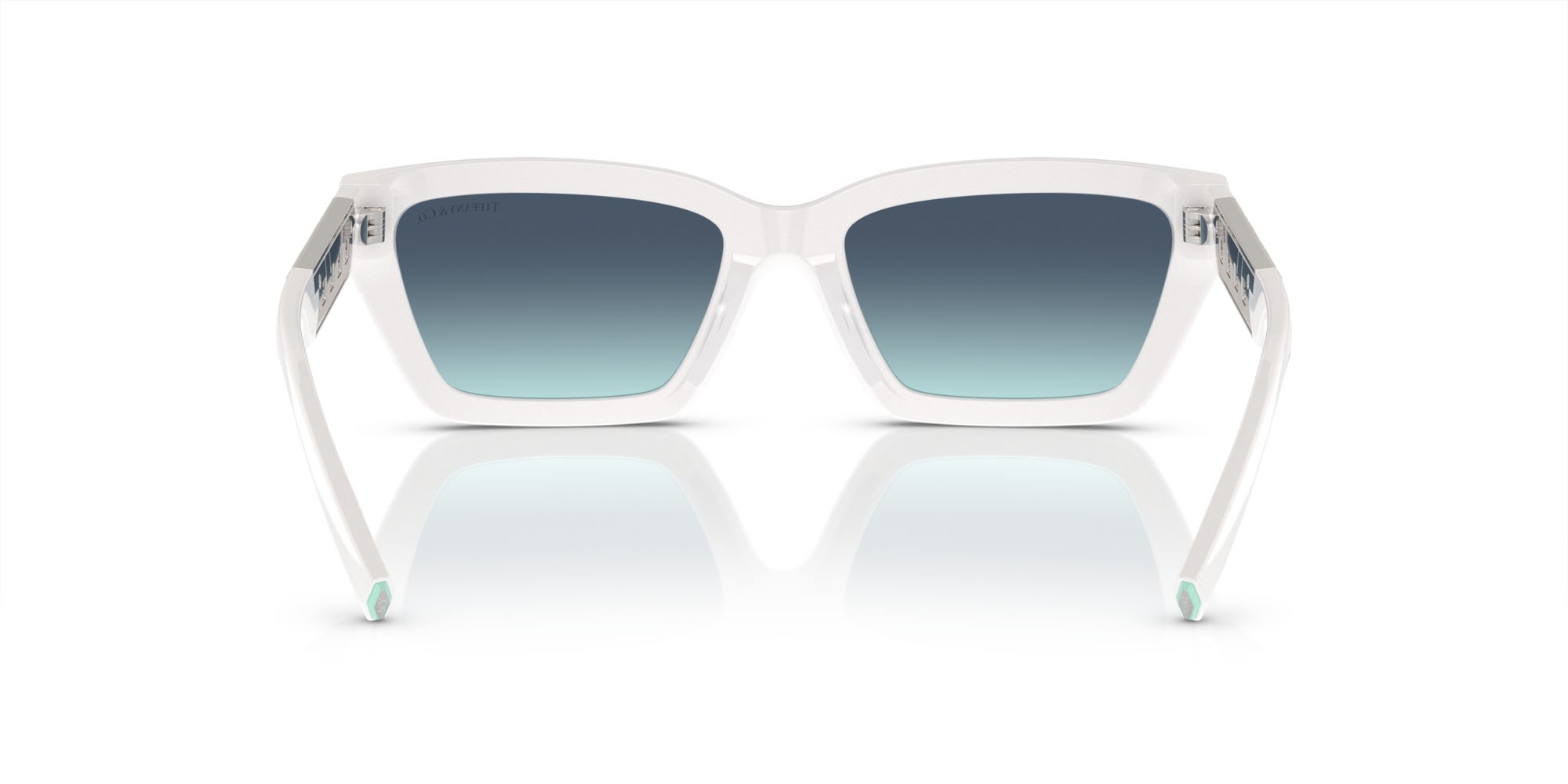 Occhiali da sole Tiffany TF 4213 (83929S) colore bianco acceso forma rettangolare lenti azzurro sfumato blu