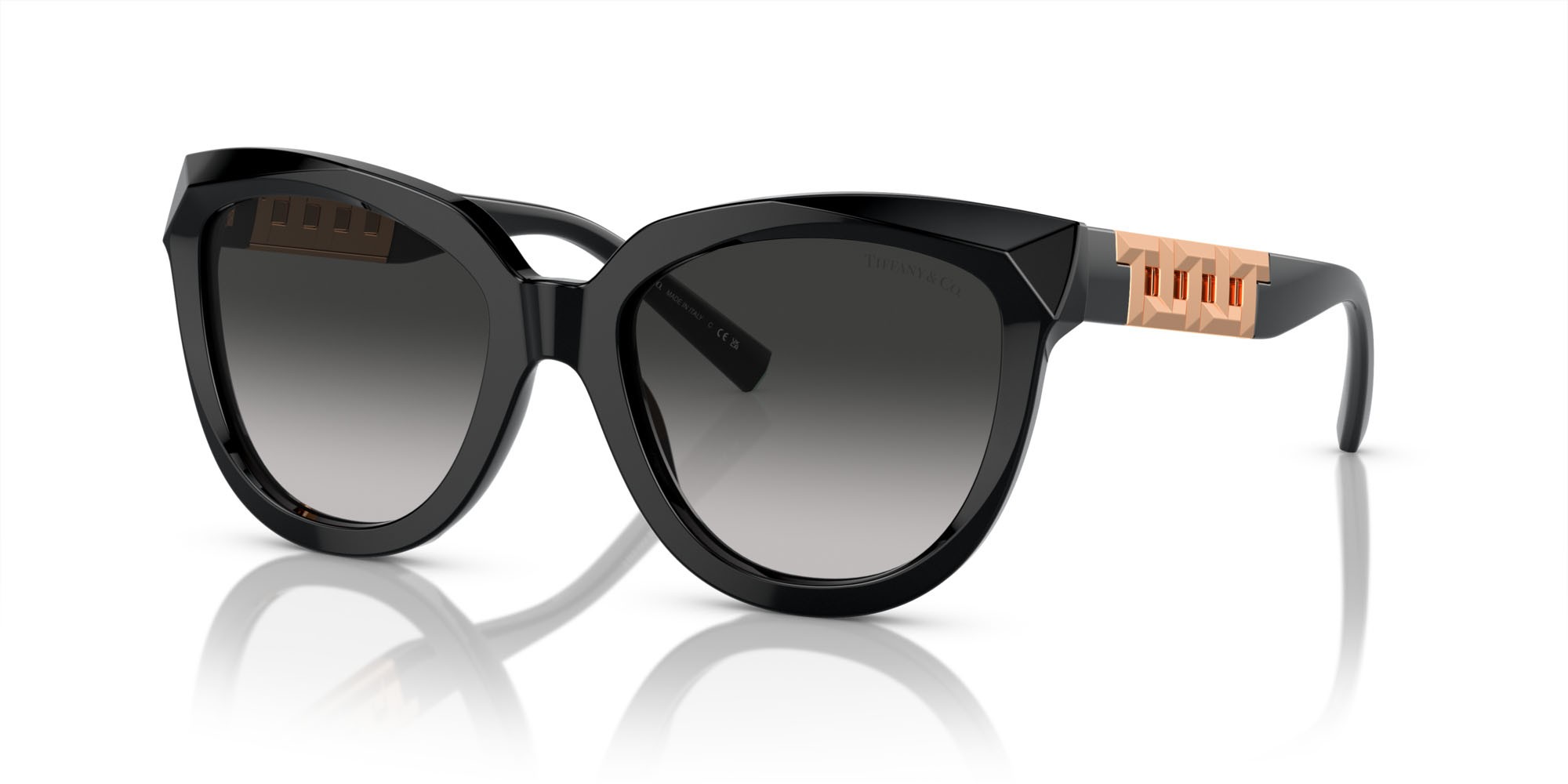 Sunglasses Tiffany TF 4215 (80013C) color nero shape cat eye lenses sfumato grigio