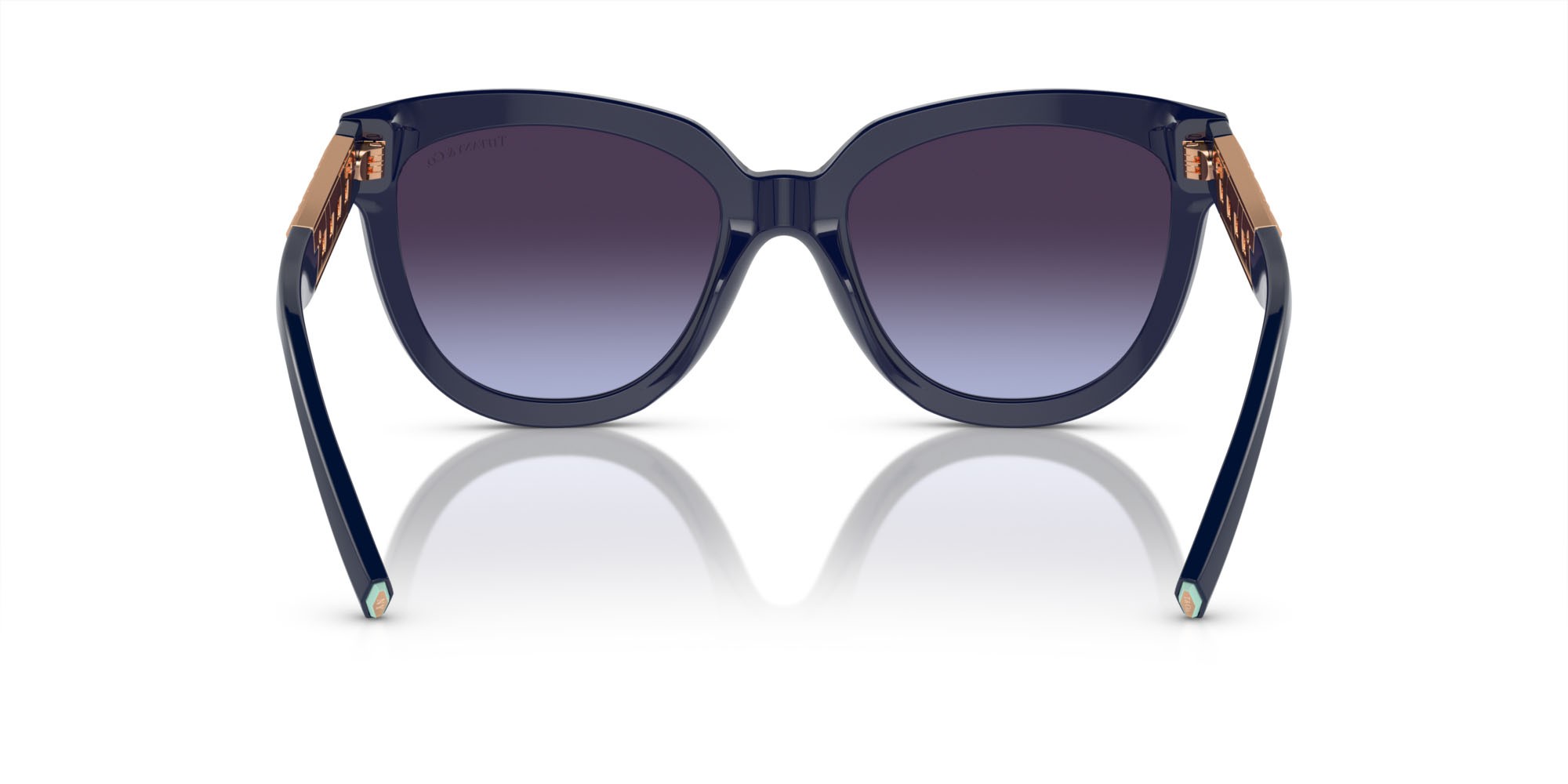 Sunglasses Tiffany TF 4215 (83964Q) color blu scuro shape cat eye lenses violetto sfumato grigio