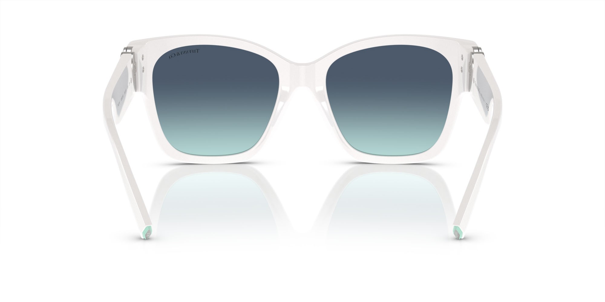 Sonnenbrillen Tiffany TF 4216 (83929S) farbe bianco acceso form quadratisch gläser azzurro sfumato blu