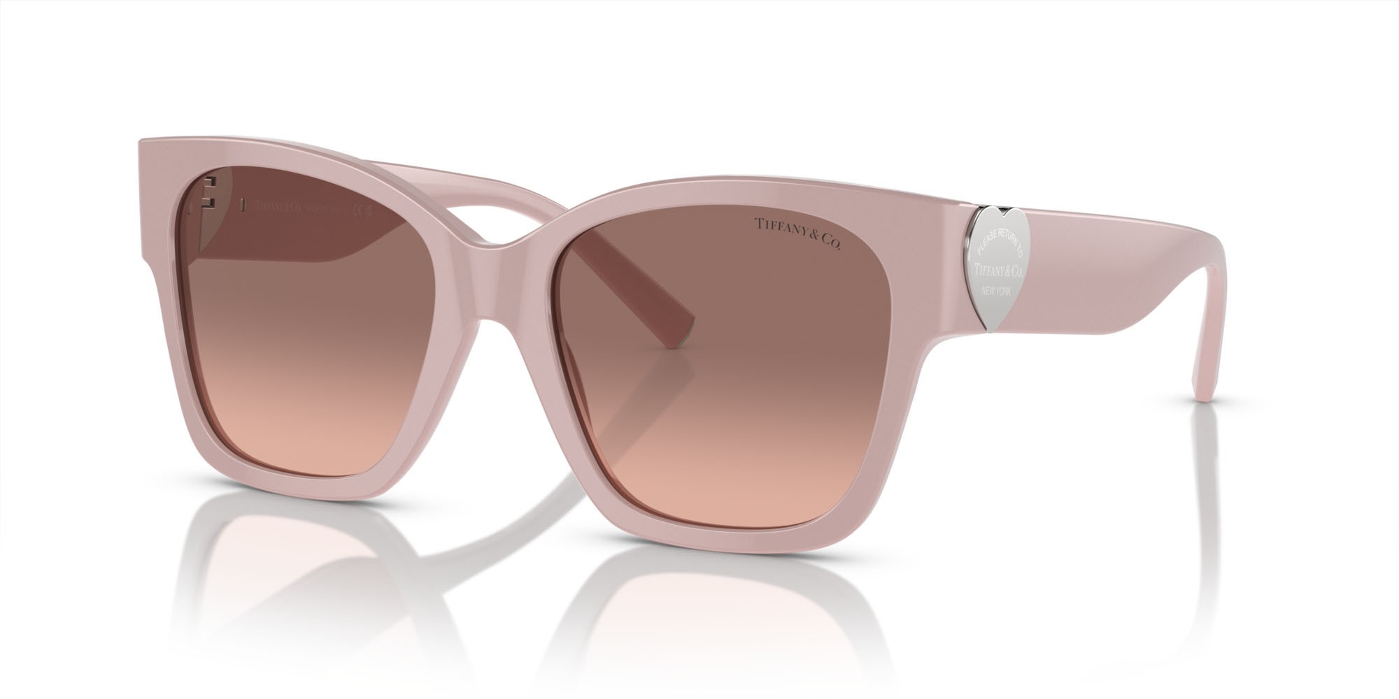 Occhiali da sole Tiffany TF 4216 (839313) colore rosa polvere forma quadrato lenti rosa sfumato marrone scuro