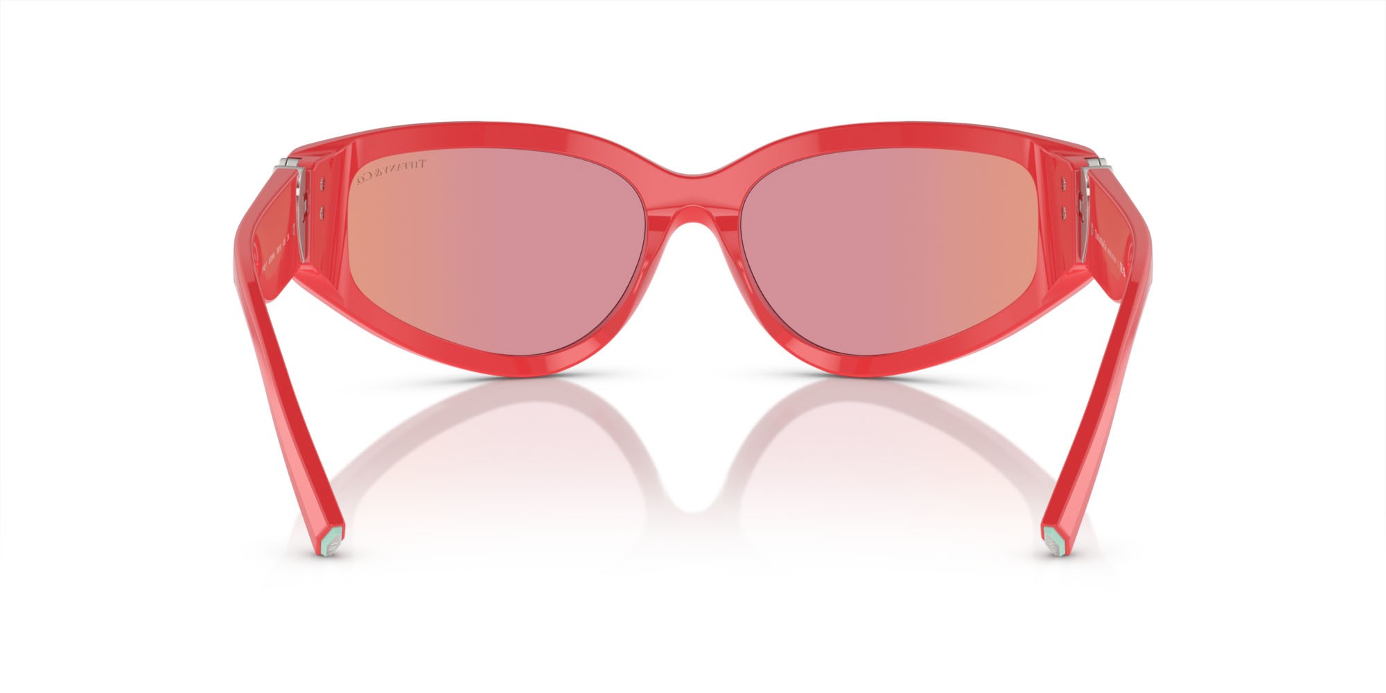 Sunglasses Tiffany TF 4217 (8370MA) color corallo shape irregular lenses rosa specchiata blu