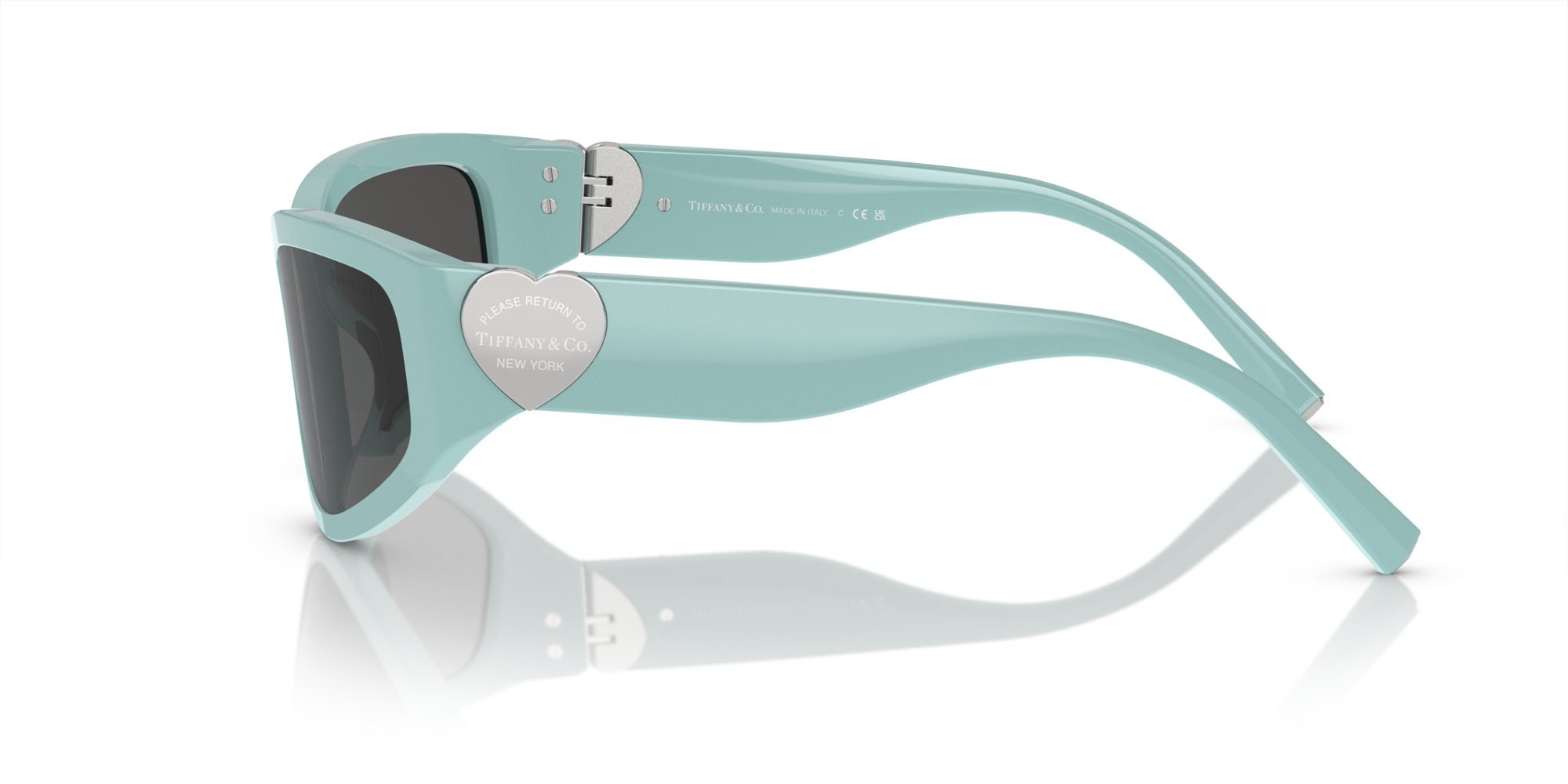 Sunglasses Tiffany TF 4217 (838887) color blu tiffany shape irregular lenses grigio scuro