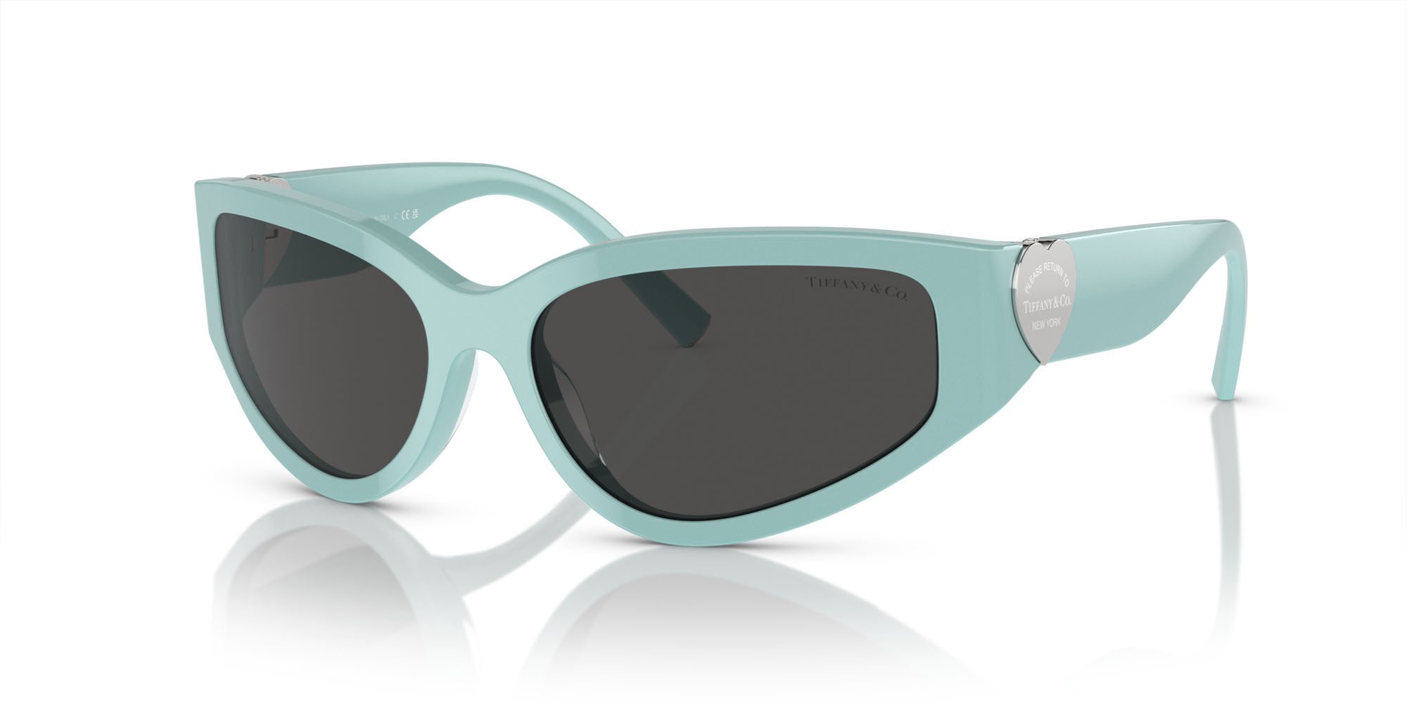 Sunglasses Tiffany TF 4217 (838887) color blu tiffany shape irregular lenses grigio scuro
