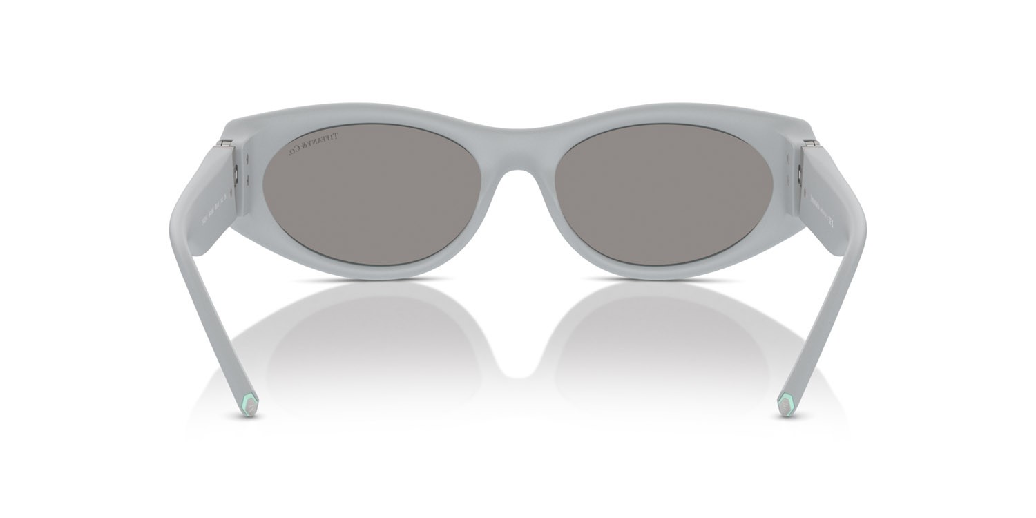Sonnenbrillen Tiffany TF 4222U (84156G) farbe silver metallic rubberized form oval gläser grigio chiaro specchiato argento