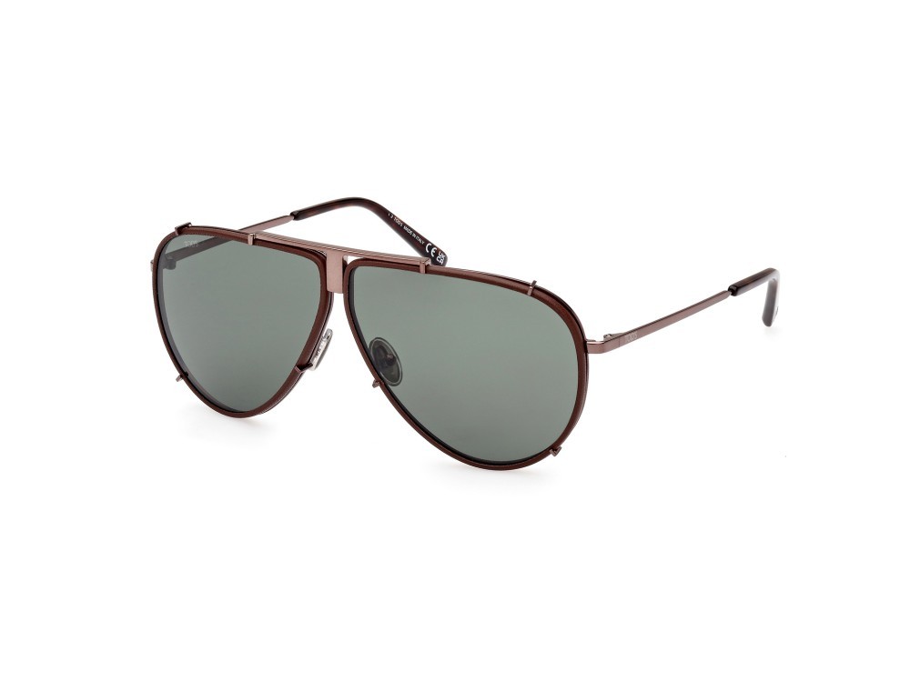 Sonnenbrillen Tod's TO0344 (36N) farbe bronzo scuro lucido form aviator gläser verde
