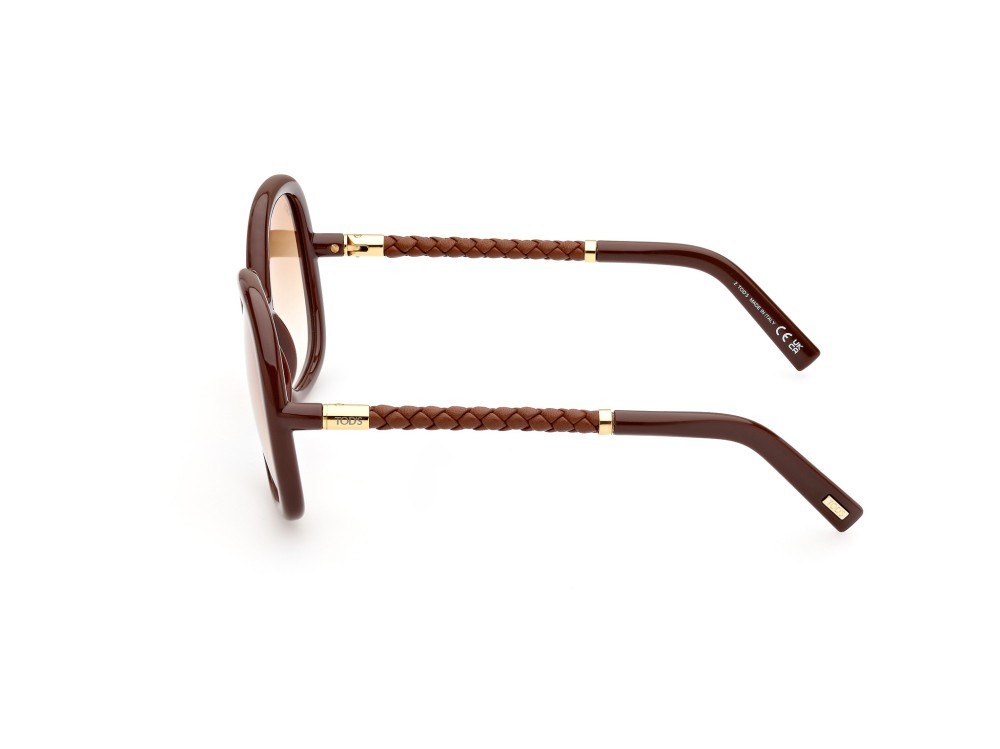 Sonnenbrillen Tod's TO0350 (48F) farbe marrone scuro lucido form rund gläser marrone grad.