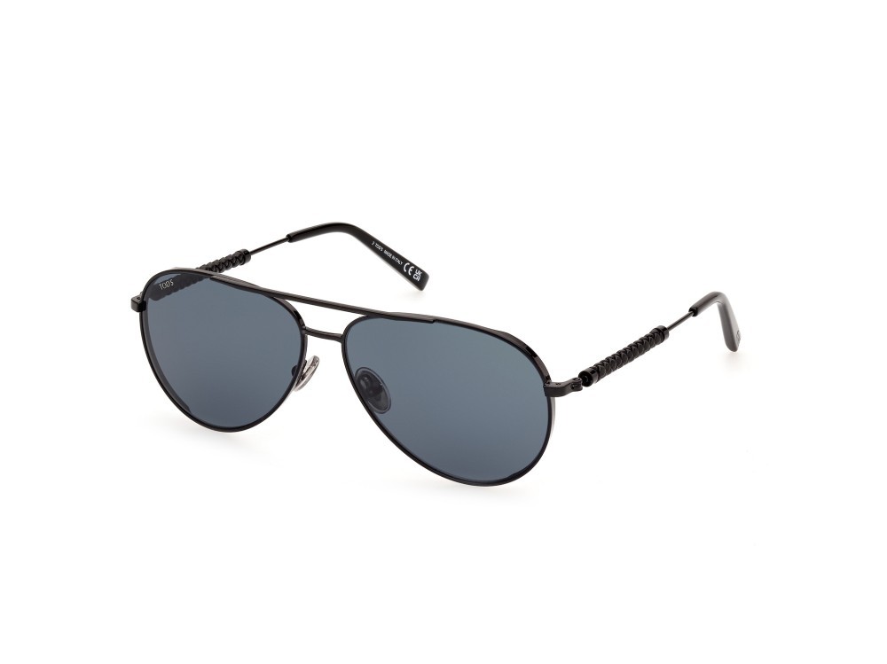 Occhiali da sole Tod's TO0371 (01V) colore nero lucido forma aviator lenti blu